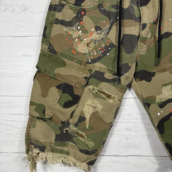 Smoke Rise Denim Co. Mens size 34 Camo paint splatter distressed shorts 82930 - Picture 3 of 8